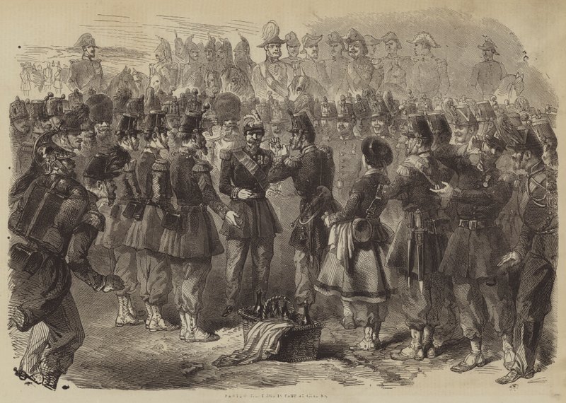 Napoléon III en camp à Châlons (gravure) - English School