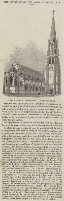 Nouvelle Église, Broadway, Westminster (gravure) - English School