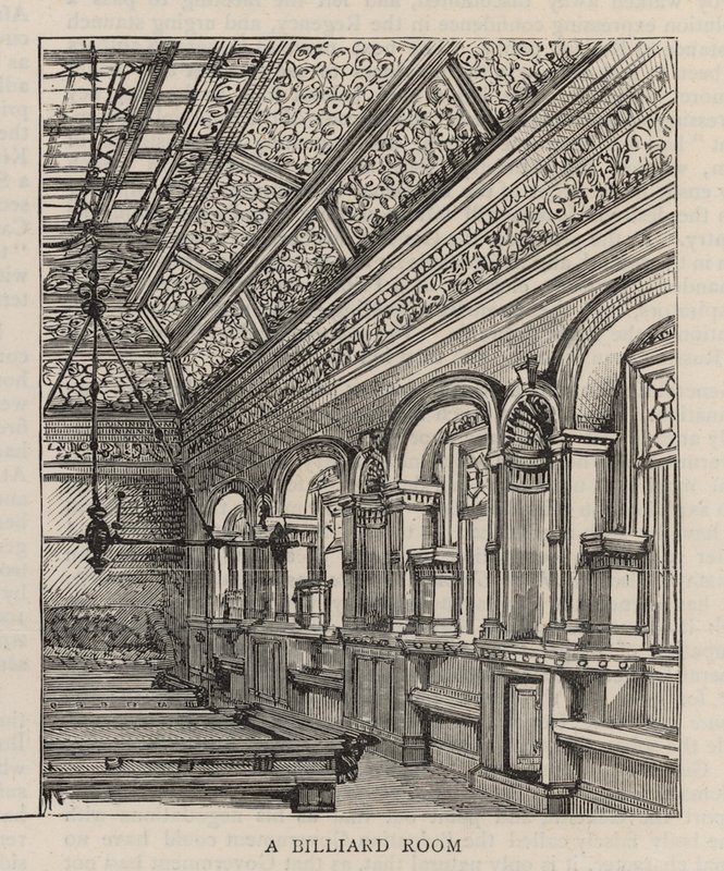 Nouveau bâtiment du Constitutional Club à Northumberland Avenue : Une salle de billard - English School