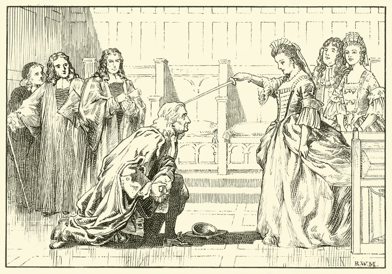 Newton anobli par la reine Anne - English School