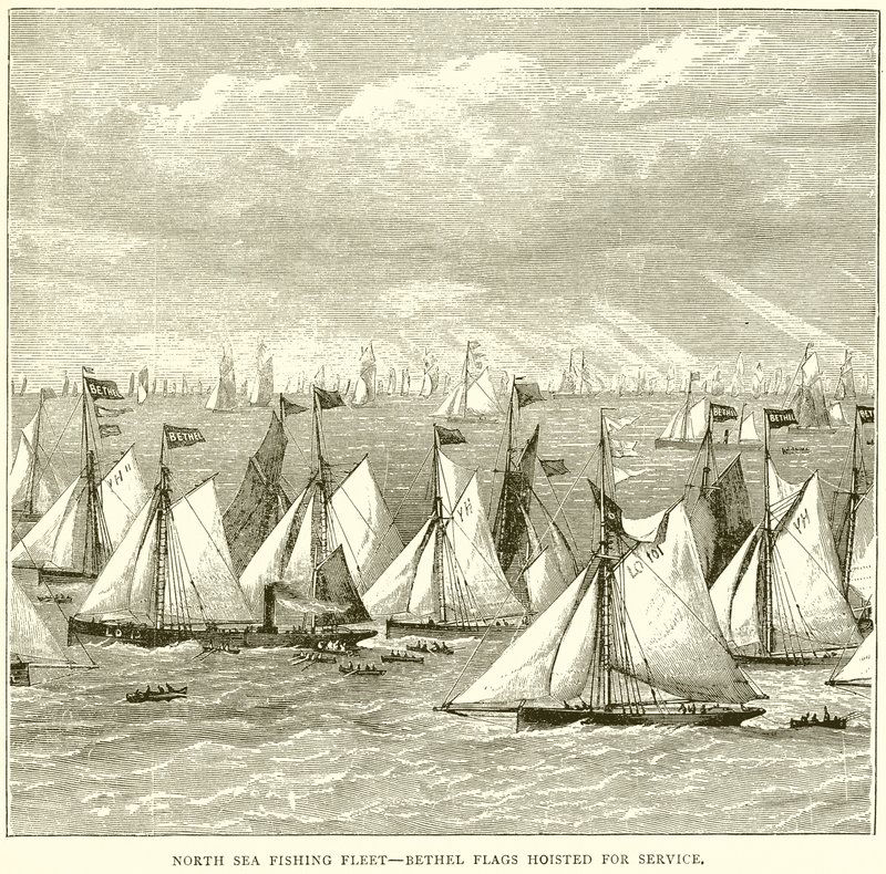 Flotte de pêche de la mer du Nord--Drapeaux de Bethel hissés pour le service - English School