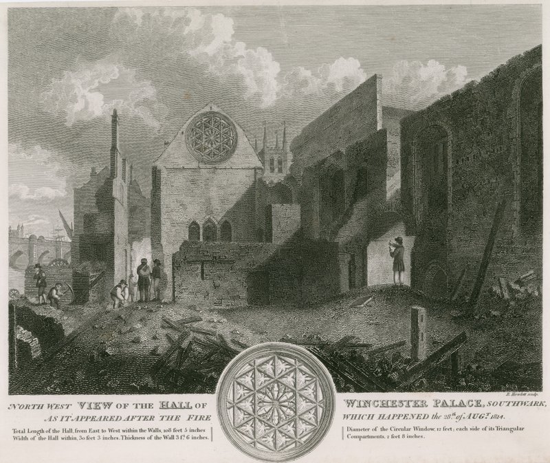 Vue nord-ouest de la salle du palais de Winchester telle qu