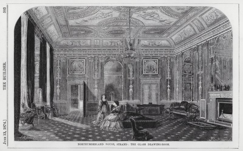 Northumberland House, Strand, le salon de dessin en verre (gravure) - English School