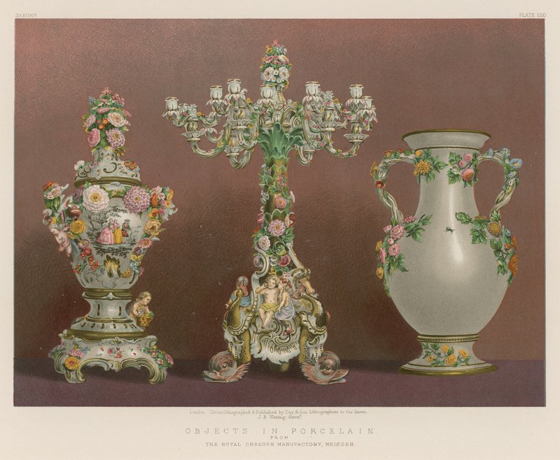 Objets en porcelaine de la Manufacture Royale de Dresde, Meissen - English School