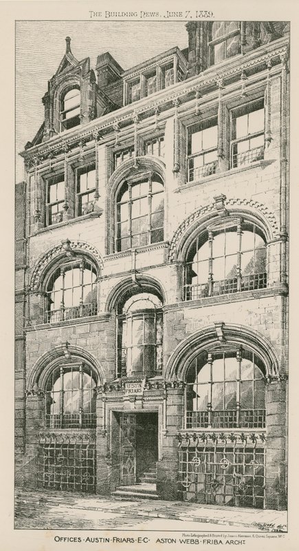 Bureaux, Austin Friars, Londres EC, Aston Webb, architecte - English School