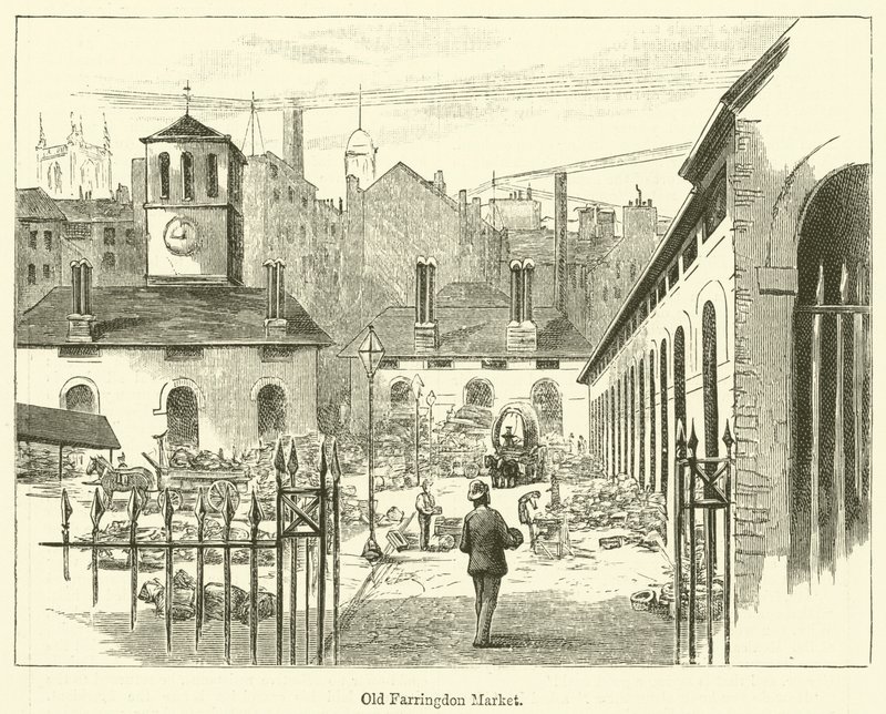 Old Farringdon Market (gravure) - English School