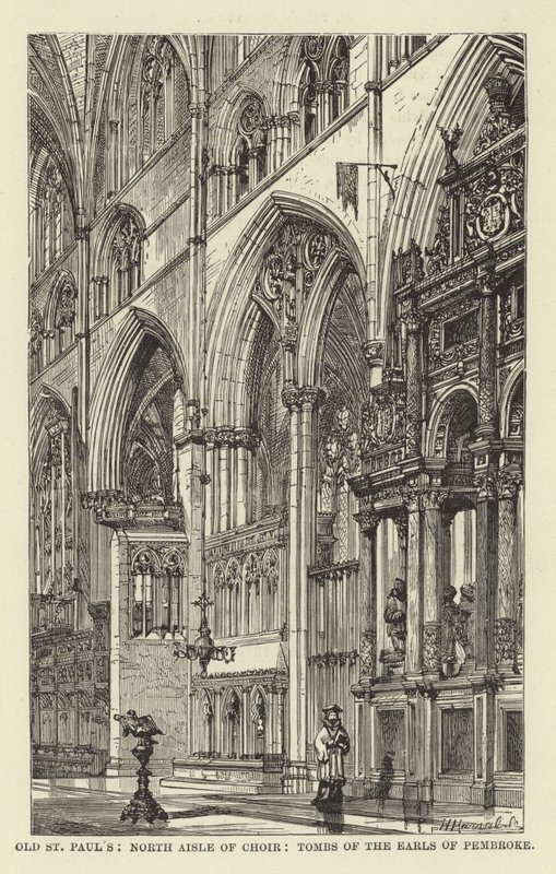 Ancienne cathédrale de St Paul, bas-côté nord du chœur, tombeaux des comtes de Pembroke - English School