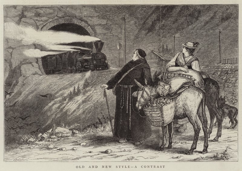 Ancien et nouveau style, un contraste (gravure) - English School