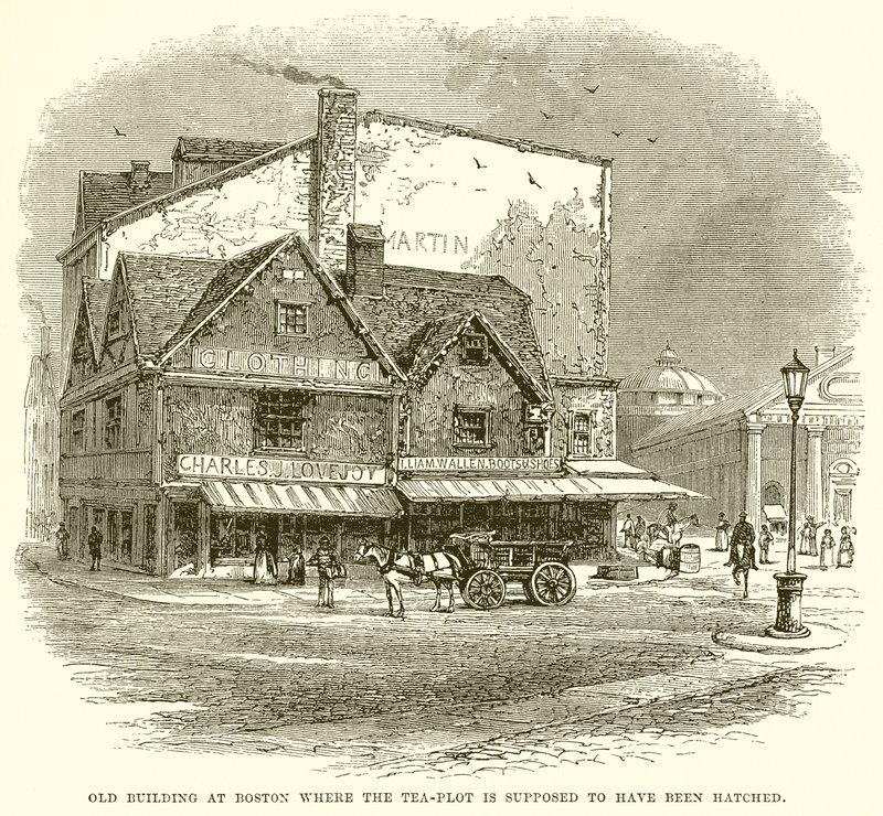 Ancien bâtiment à Boston où le complot du thé est supposé avoir été fomenté - English School
