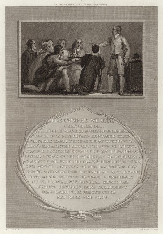 Oliver Cromwell rejetant la couronne - English School
