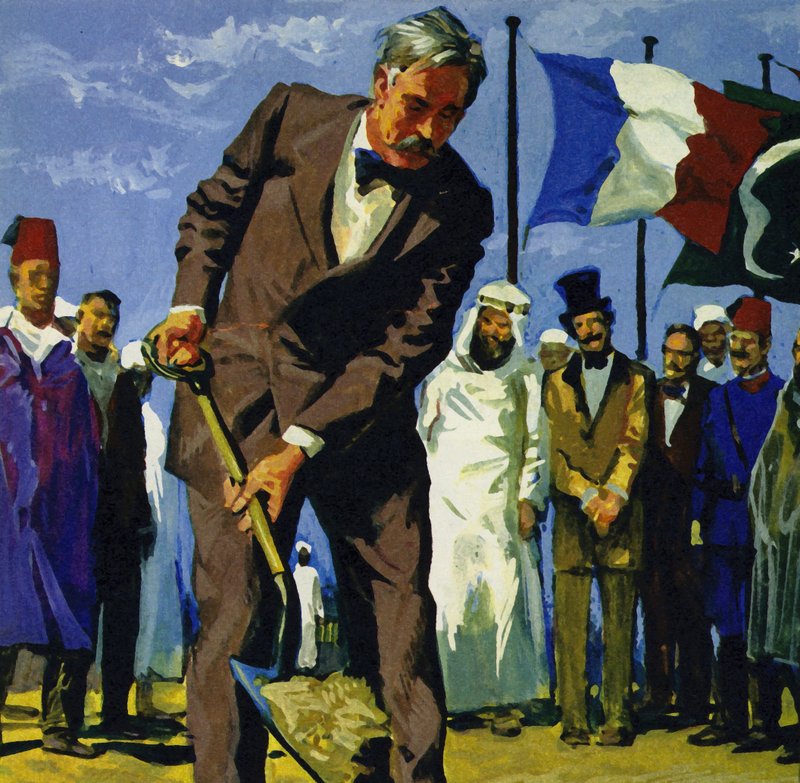 Le 25 avril 1859, de Lesseps a retourné la première pelletée de terre du canal de Suez - English School
