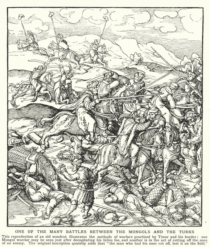 Une des nombreuses batailles entre les Mongols et les Turcs - English School