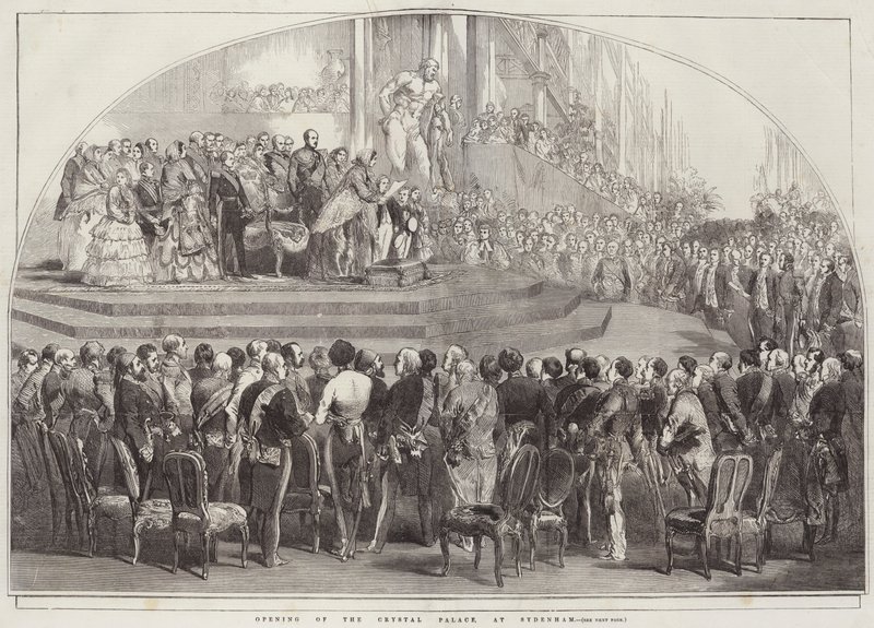 Ouverture du Crystal Palace, à Sydenham (gravure) - English School