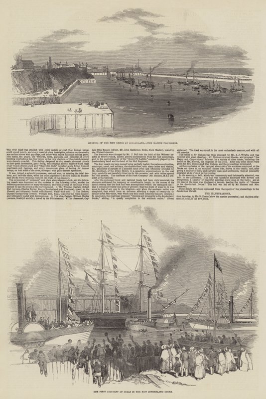 Ouverture des nouveaux docks à Sunderland (gravure) - English School