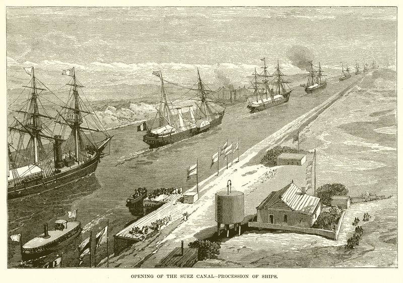 Ouverture du canal de Suez - Procession de navires - English School