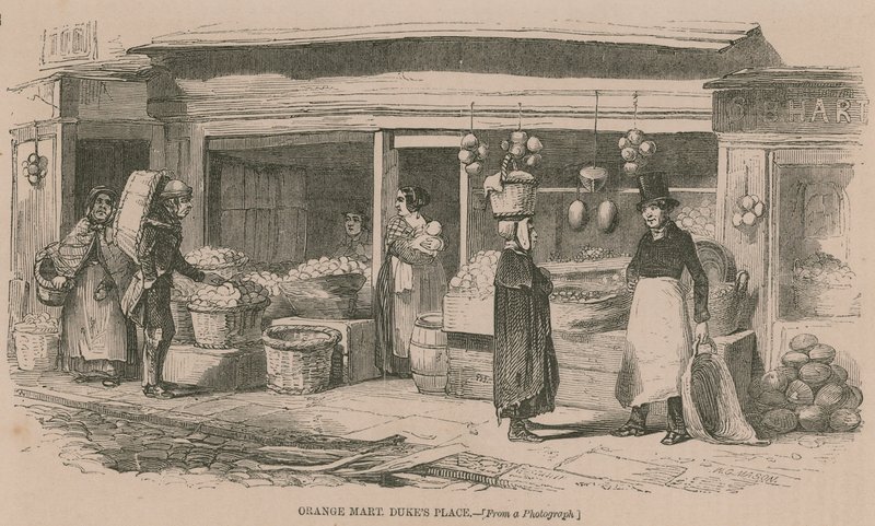 Marché aux oranges à Dukes Place, Londres - English School