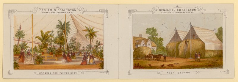 Page du catalogue des tentes de Benjamin Edgington de Southwark, Londres - English School
