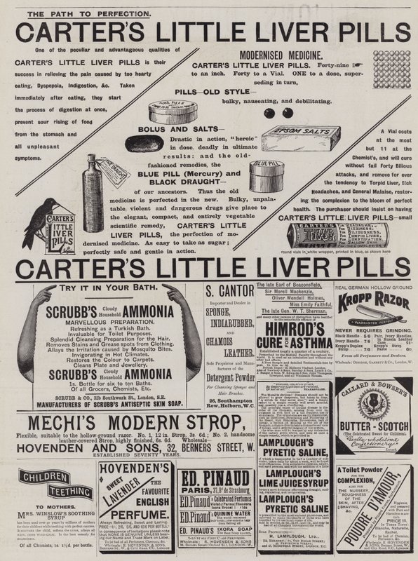 Page de publicités (gravure) - English School