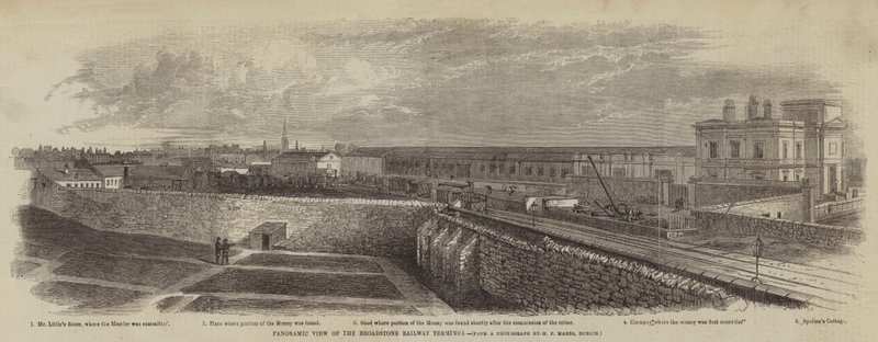 Vue panoramique du terminus ferroviaire de Broadstone - English School