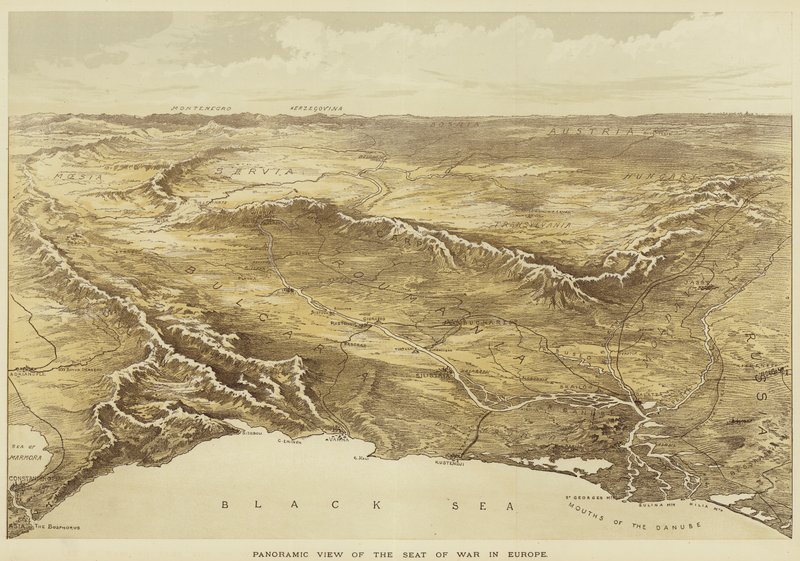 Vue panoramique du théâtre de la guerre en Europe - English School