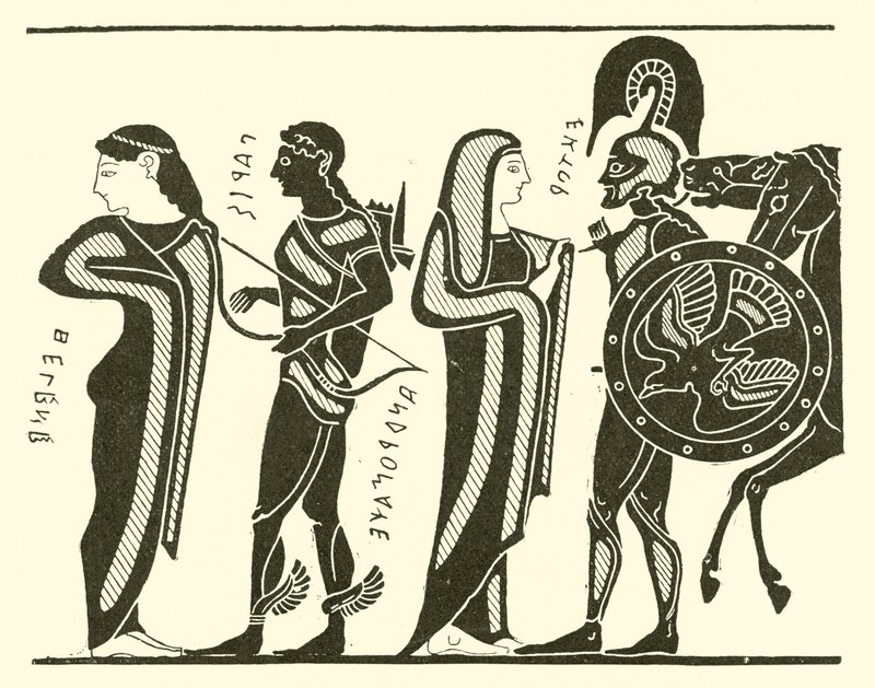Paris, Hélène, Hector et Andromaque (gravure) - English School
