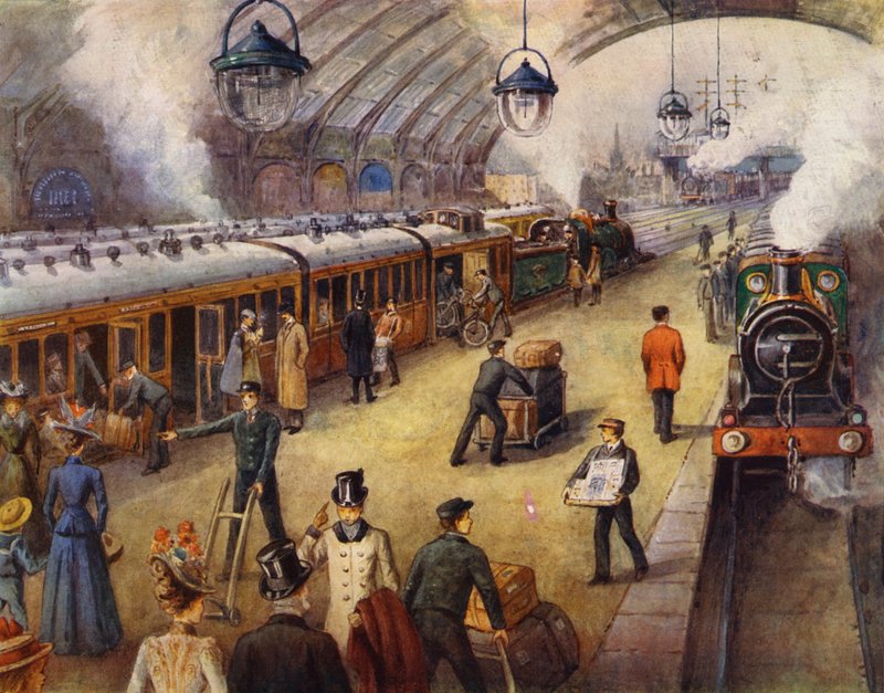 Passagers sur le quai avant le départ du train - English School