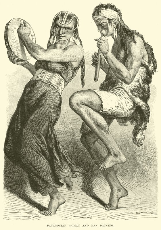 Femme et homme patagoniens dansant - English School