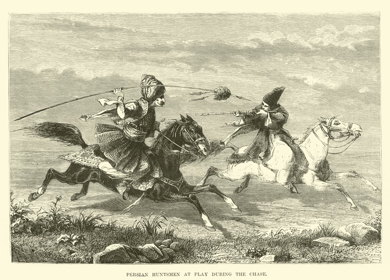 Chasseurs persans jouant pendant la chasse - English School