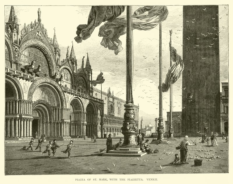 Piazza San Marco, avec la Piazzetta, Venise - English School