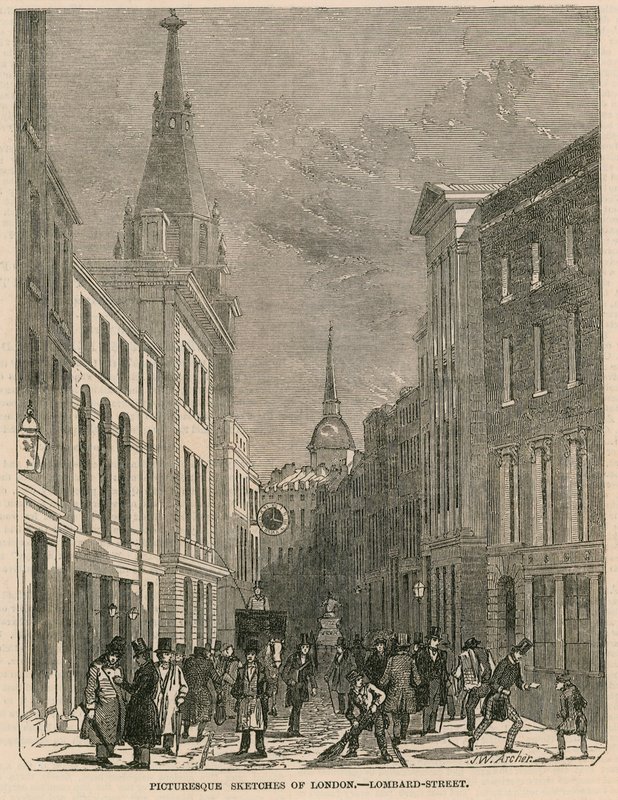 Croquis pittoresques de Londres - Lombard Street - English School