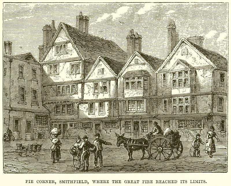 Pie Corner, Smithfield, où le Grand Incendie a atteint ses limites - English School