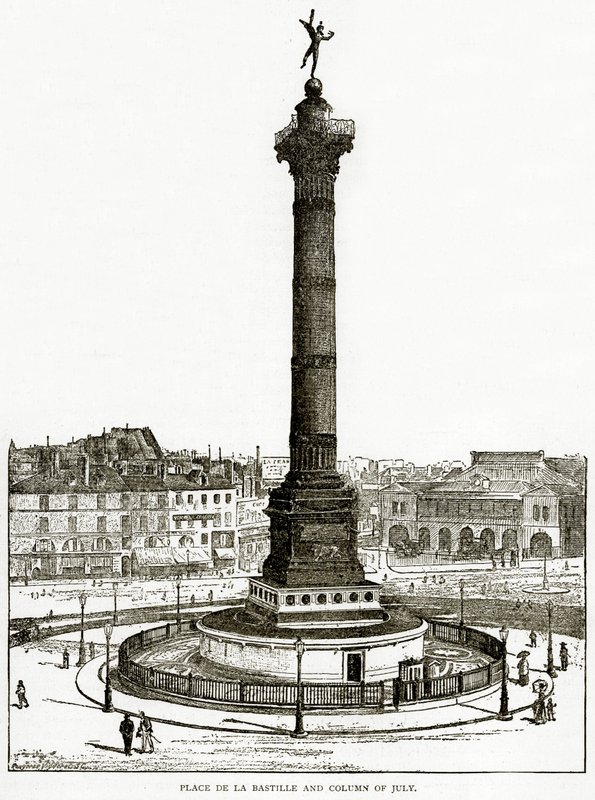Place de la Bastille et Colonne de Juillet, illustration de Vieux et Nouveau Paris par H. Sutherland Edwards, 1893 - English School