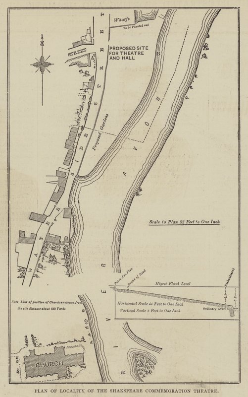 Plan de la localité du théâtre de la commémoration de Shakespeare - English School