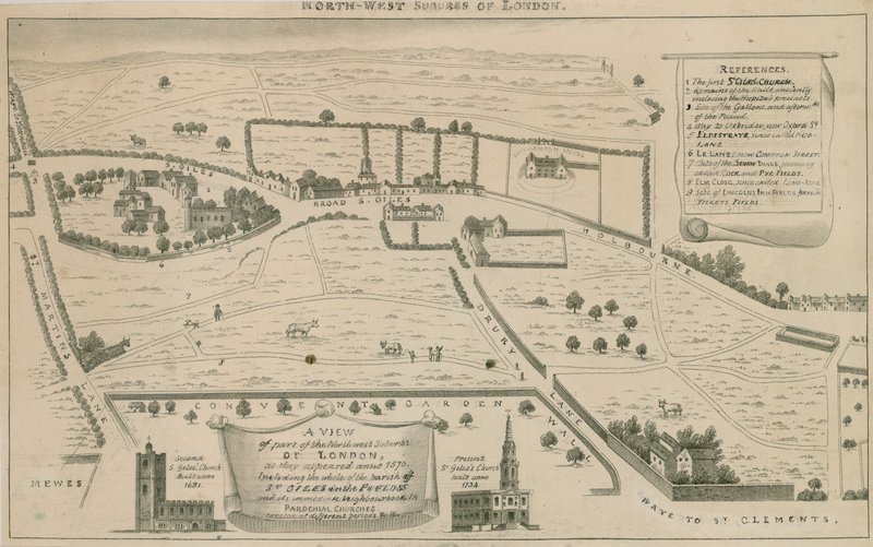 Plan des banlieues nord-ouest de Londres autour de St Giles in the Fields - English School