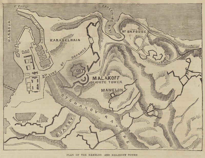 Plan du Mamelon et de la tour Malakoff (gravure) - English School