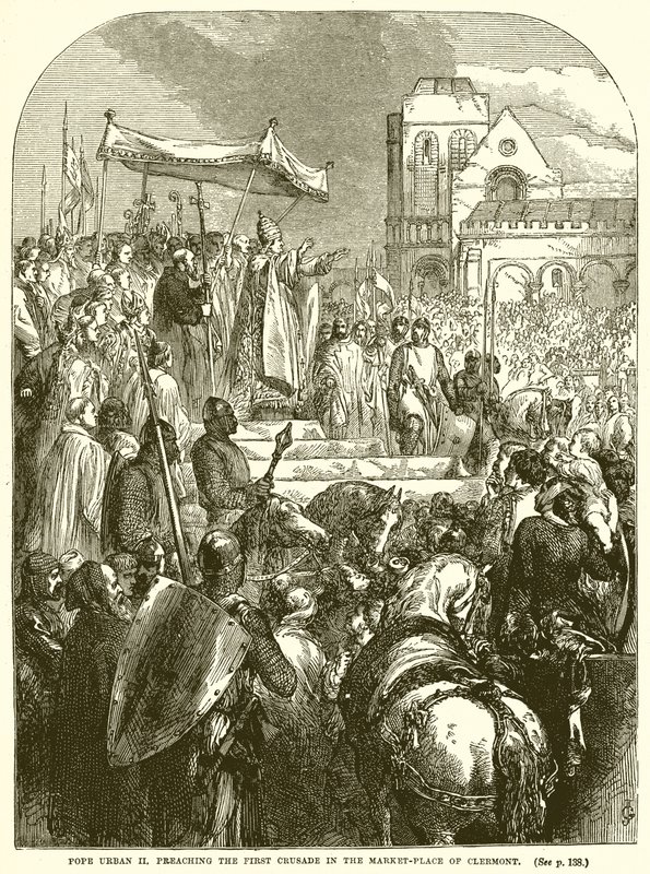 Le pape Urbain II prêchant la première croisade sur la place du marché de Clermont - English School