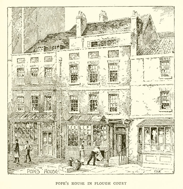 Maison du Pape à Plough Court (gravure) - English School