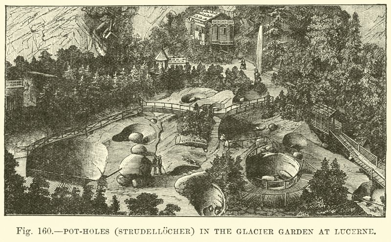Marmites (Strudellocher) dans le jardin des glaciers à Lucerne - English School