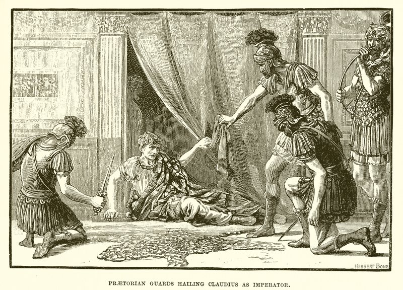 Gardes prétoriens saluant Claude comme imperator - English School