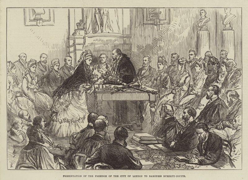 Présentation de la liberté de la ville de Londres à la baronne Burdett-Coutts - English School