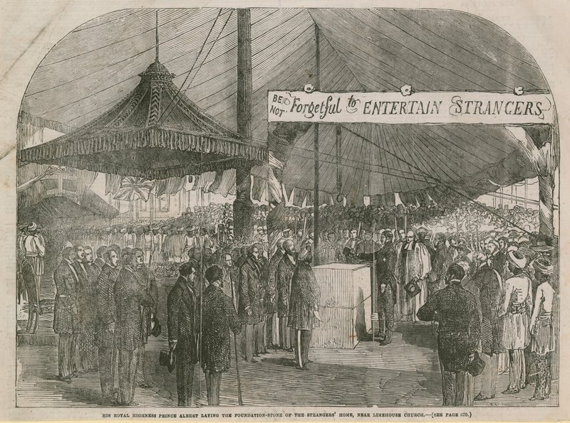 Le prince Albert posant la première pierre de la maison des étrangers - English School