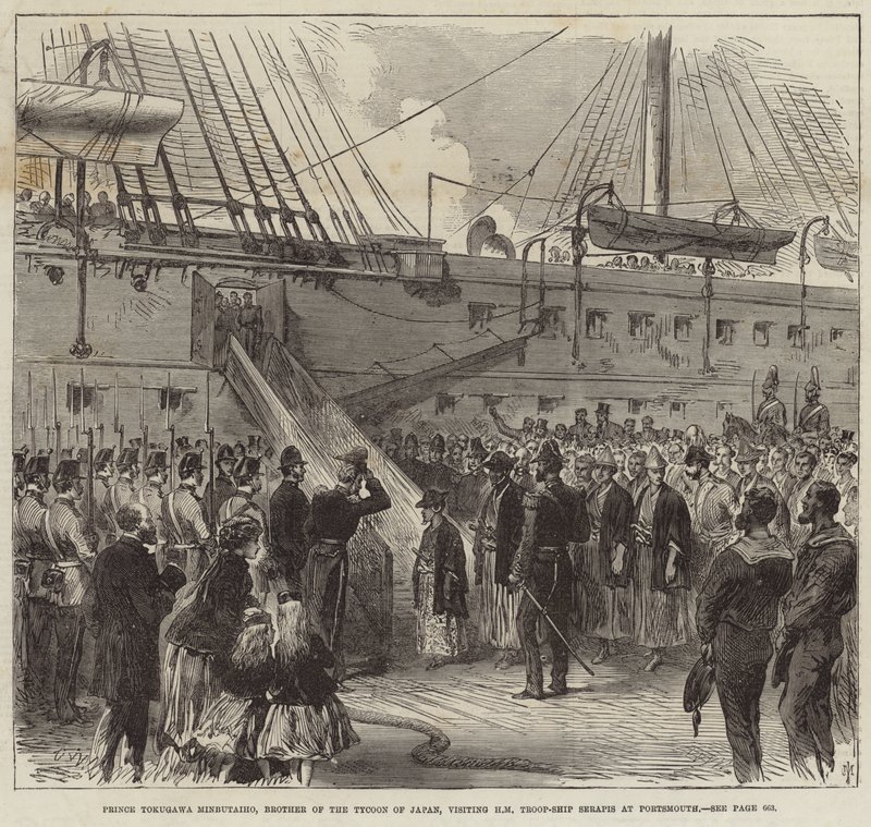 Le prince Tokugawa Minbutaiho visitant le Serapis à Portsmouth - English School