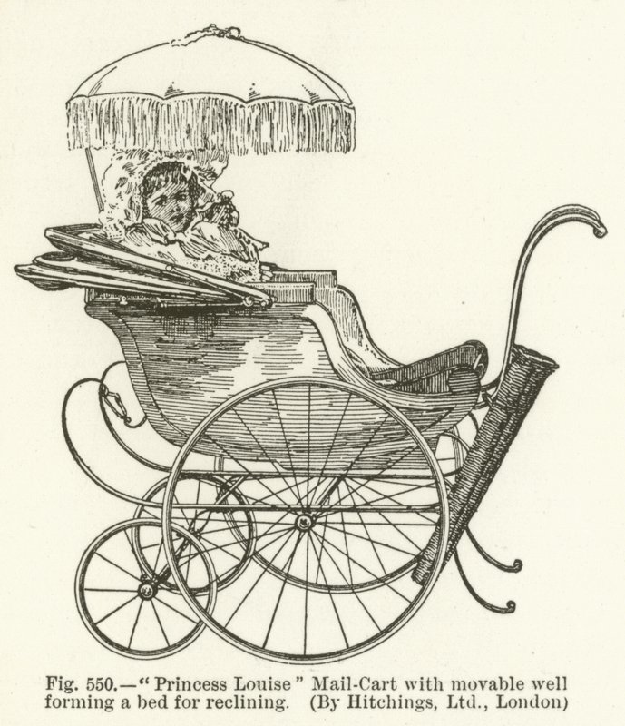Voiturette de la princesse Louise avec puits mobile formant un lit pour s