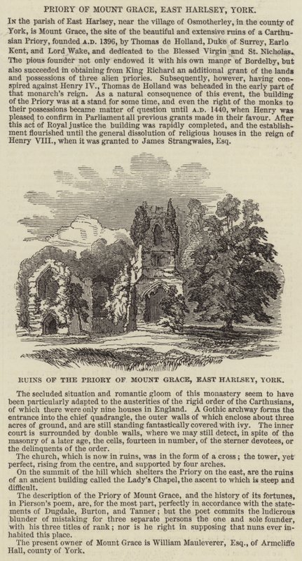 Prieuré de Mount Grace, East Harlsey, York (gravure) - English School