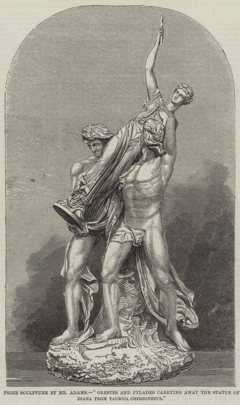 Sculpture primée par M. Adams, "Oreste et Pylade emportant la statue de Diane de Taurica Chersonesus" - English School