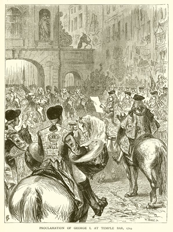 Proclamation de George I à Temple Bar, 1714 - English School