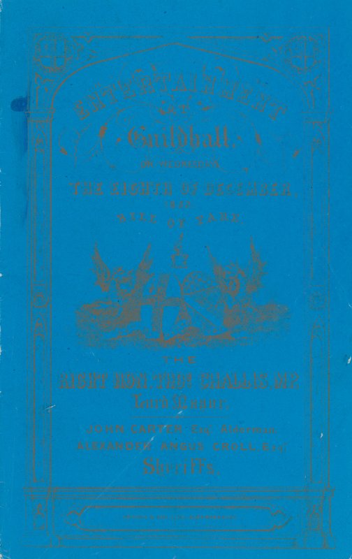 Programme du dîner au Guildhall, Londres, le 8 décembre 1852 - English School