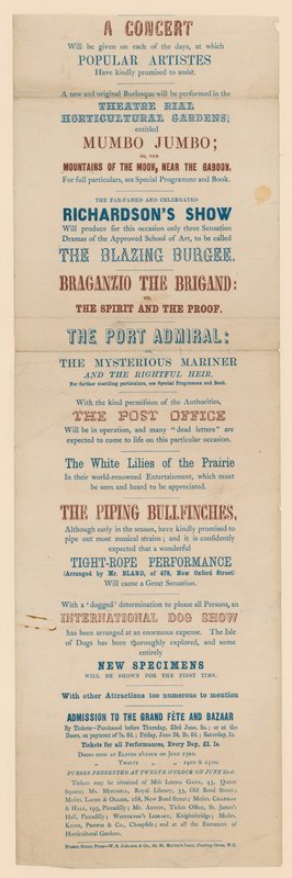Programme de la grande fête et bazar au profit de l