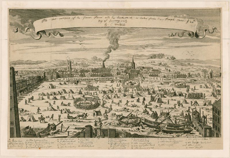 Vue de la Tamise gelée, prise des escaliers du Temple le 20 janvier 1715-16 - English School