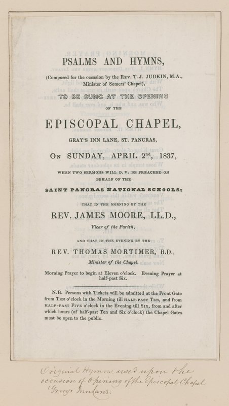 Psaumes et hymnes à chanter à la chapelle épiscopale - English School